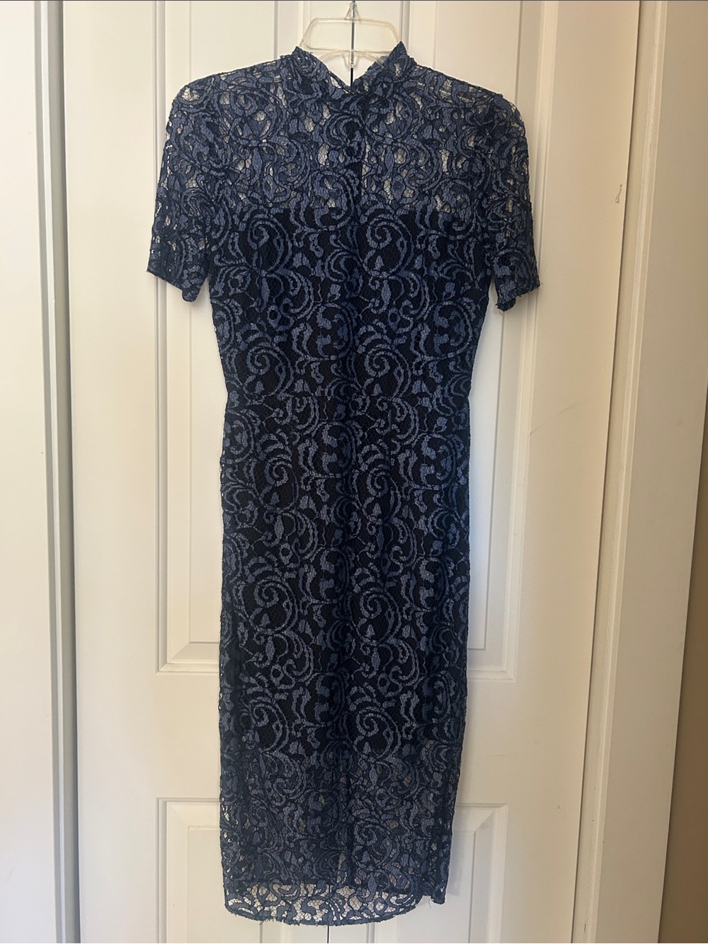 Blue lace midi dress